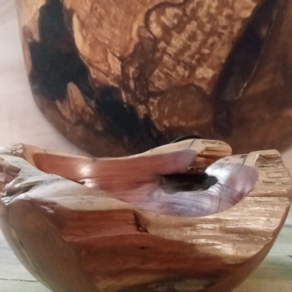 Natural edge cedar bowl ,center piece, mantel, turned by KC WOODCRAFTING. - Picture 3 of 6